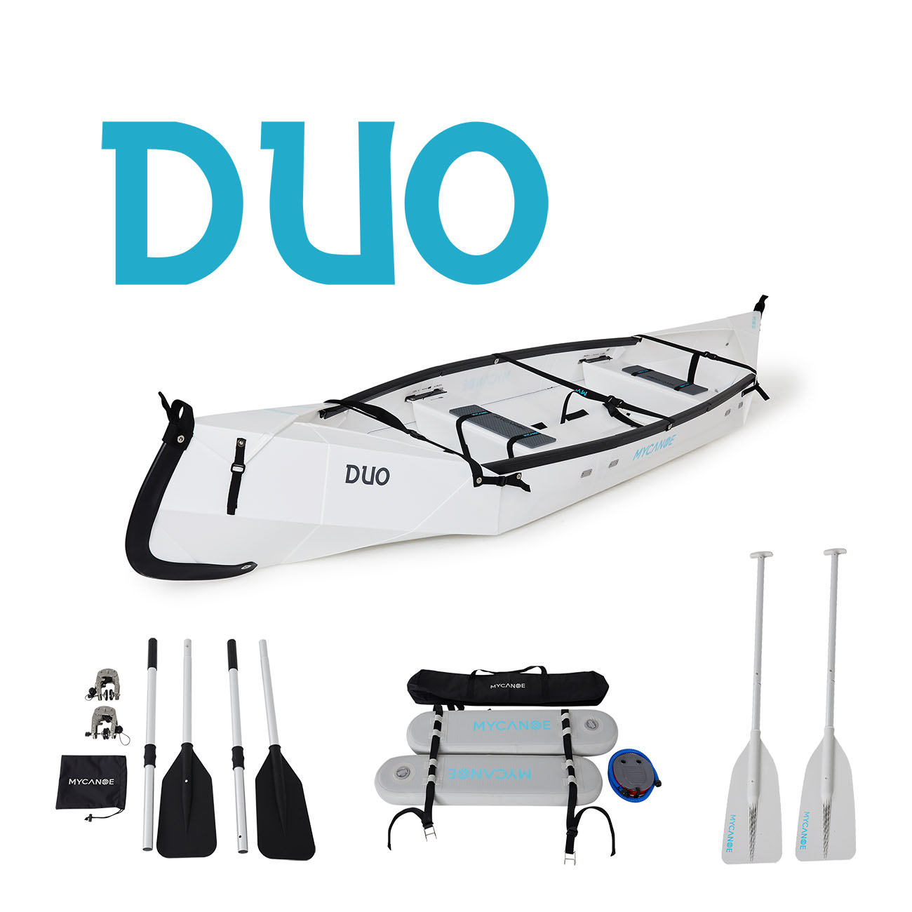Duo Adventure Set: Canoe, Rowing Kit, Stabilizer Kit, Paddles