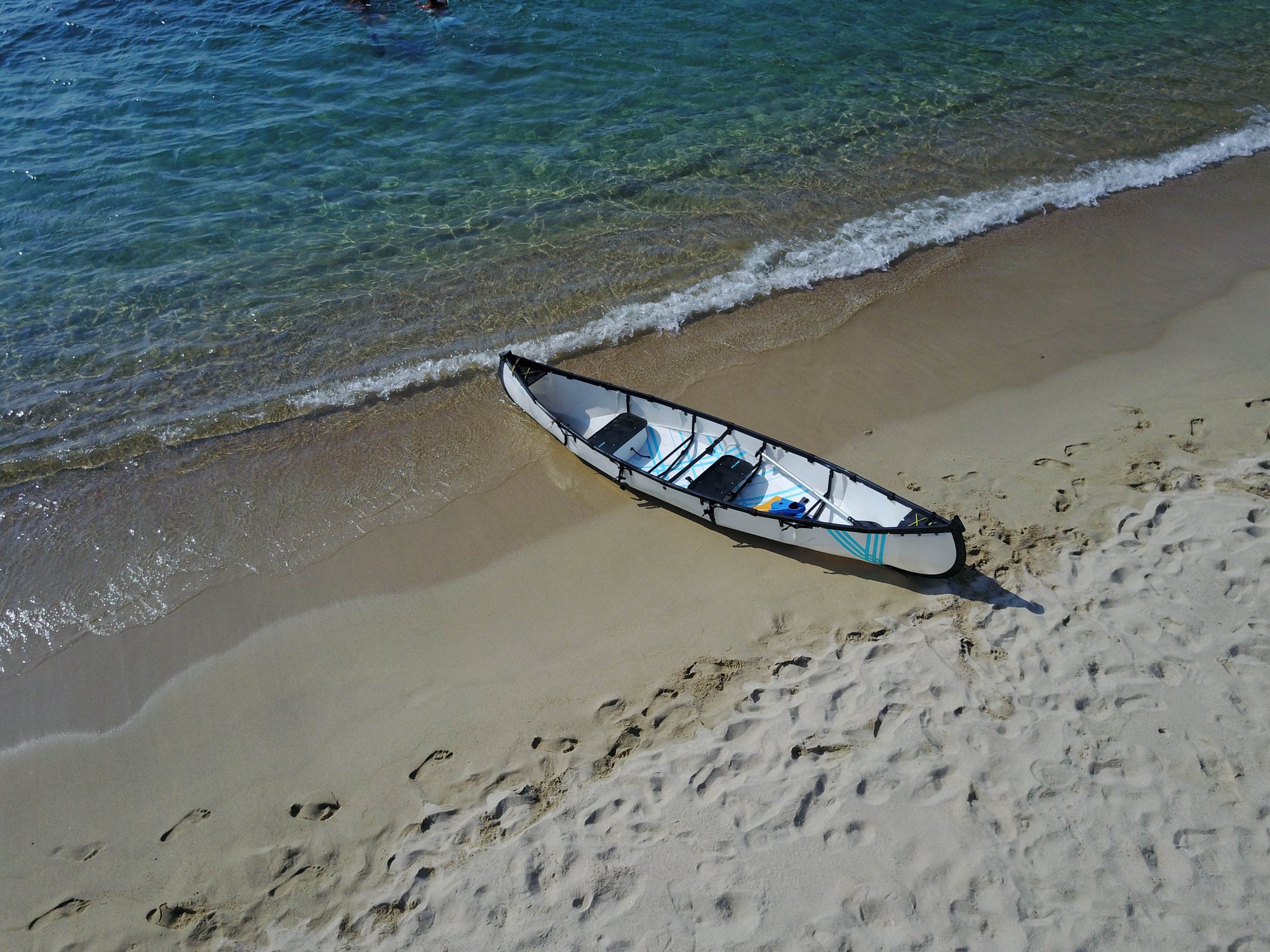 mycanoe duo 2 person canoe on beach aerial view